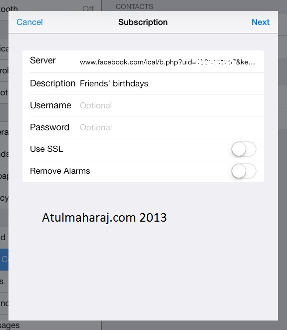 Subscribing to calendar on iPad.