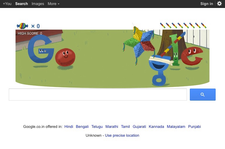 Google's Doodle depicting piñata.