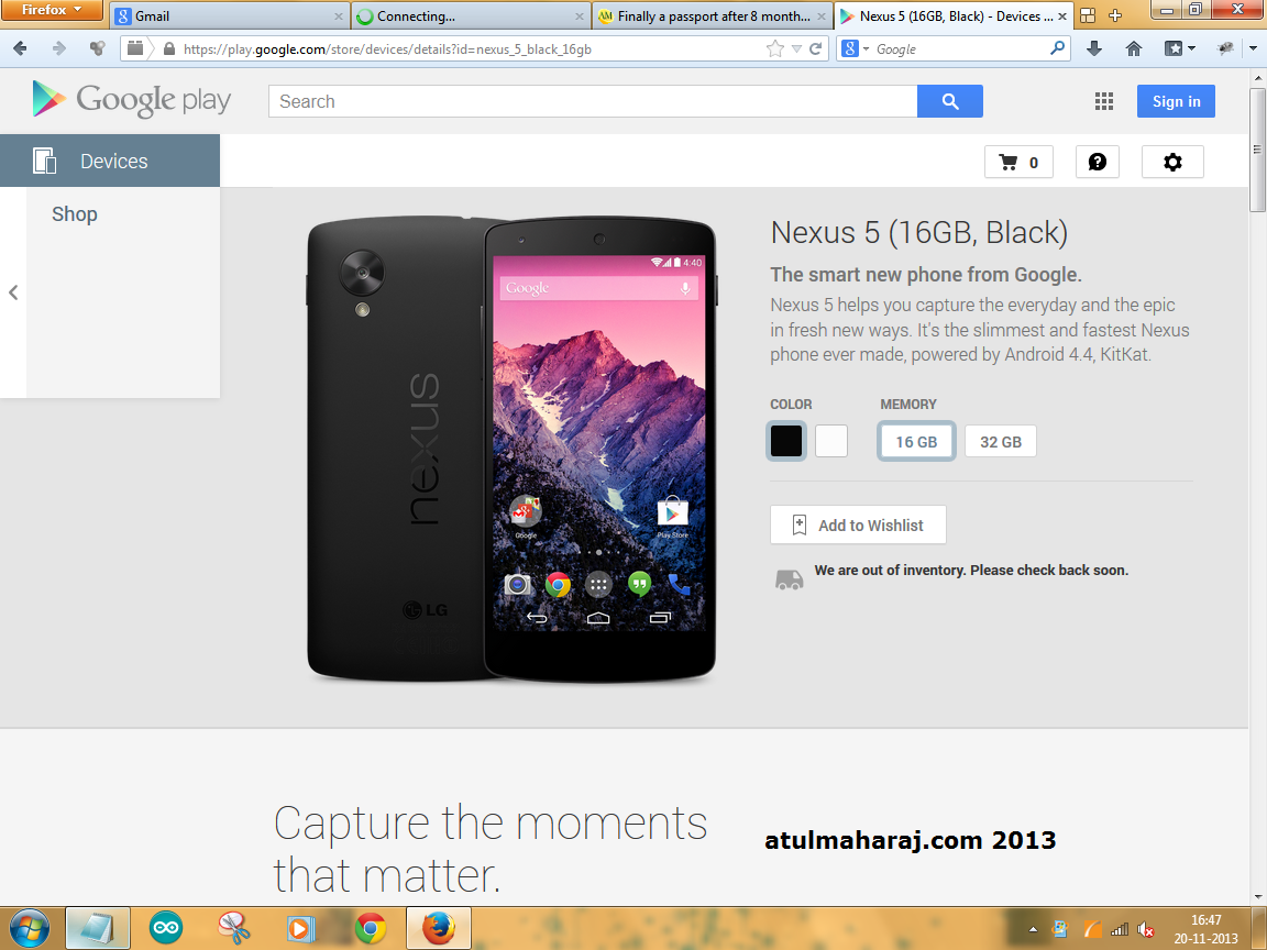 Nexus 5 out of stock. 