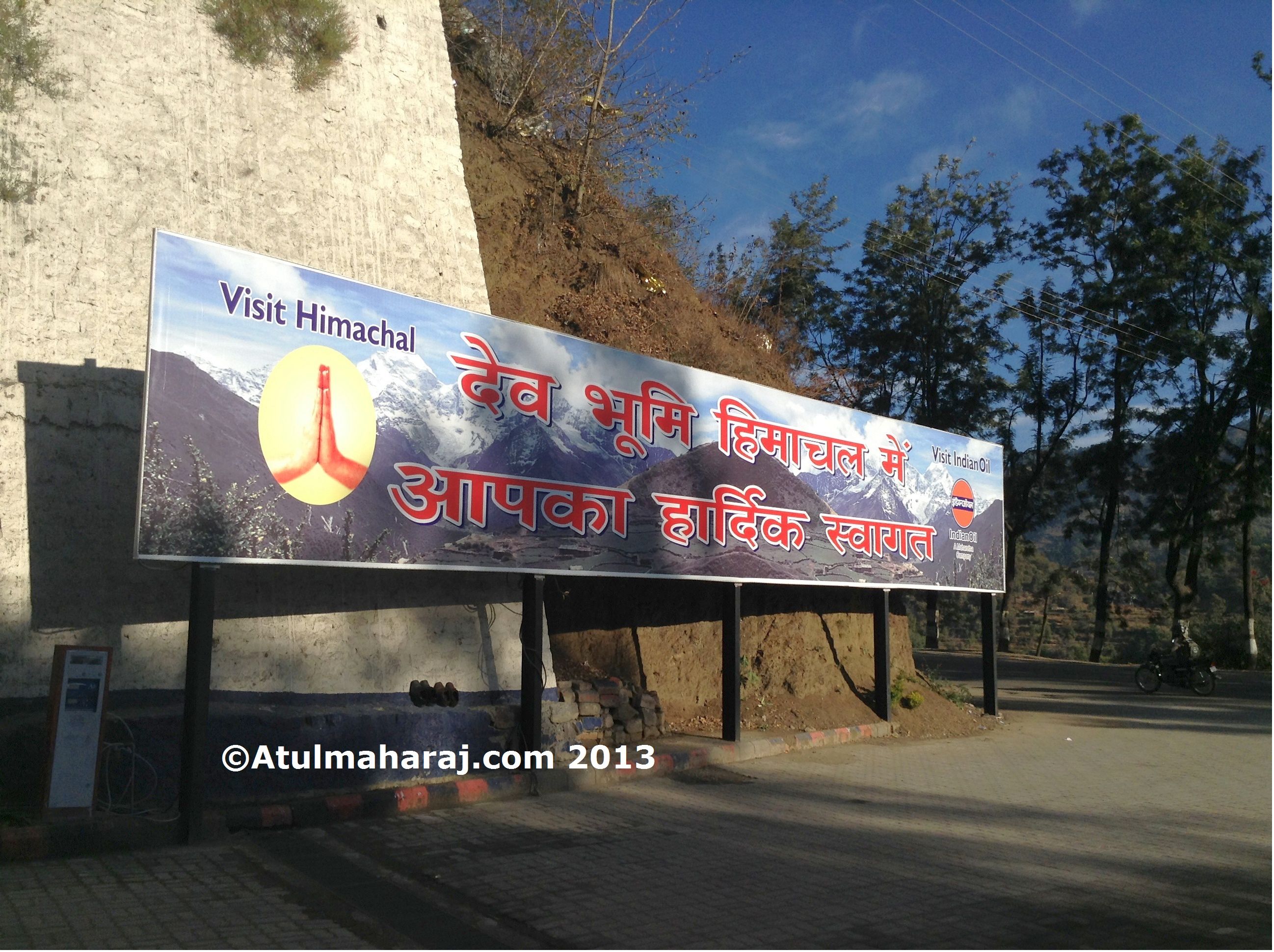 Welcome to Himachal sign board.