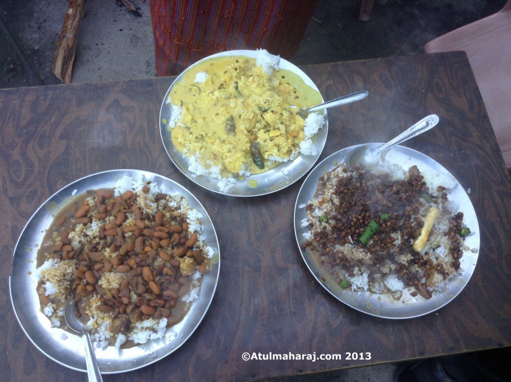 Smoking Hot Rajma, Kadhi and Dal chawal from a road side dhaba.