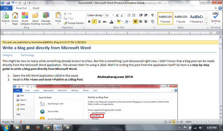 Write a blog post directly from Microsoft Word