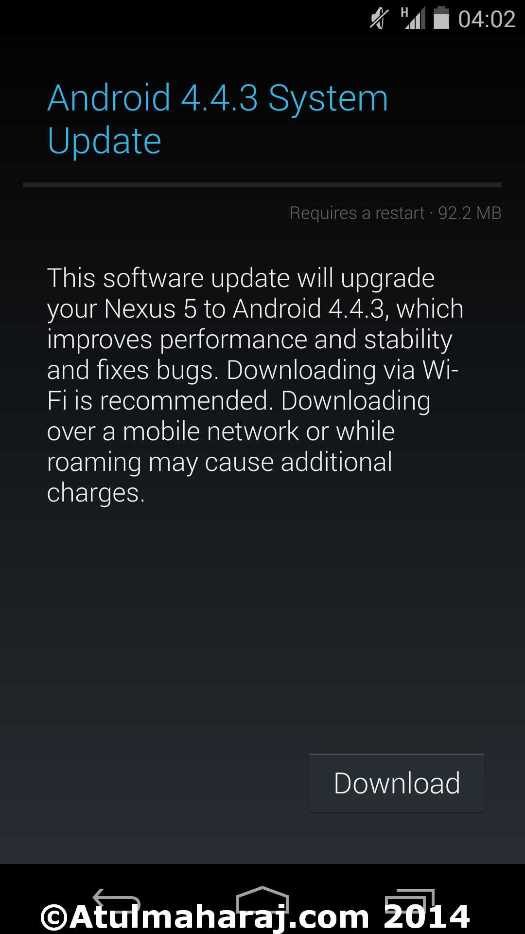 Android 4.4.3 Update Notification.