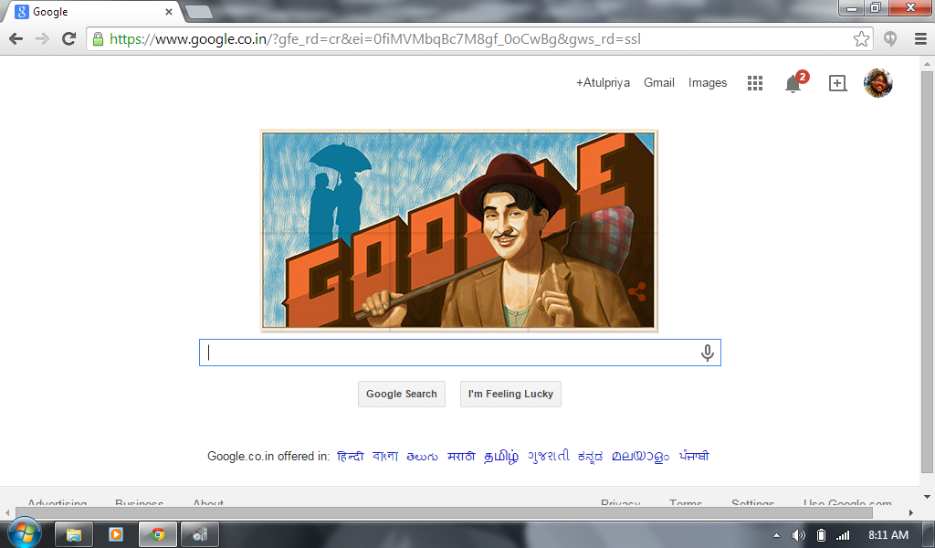 Google Celebrates Raj Kapoor's Birthday with this amazing doodle.