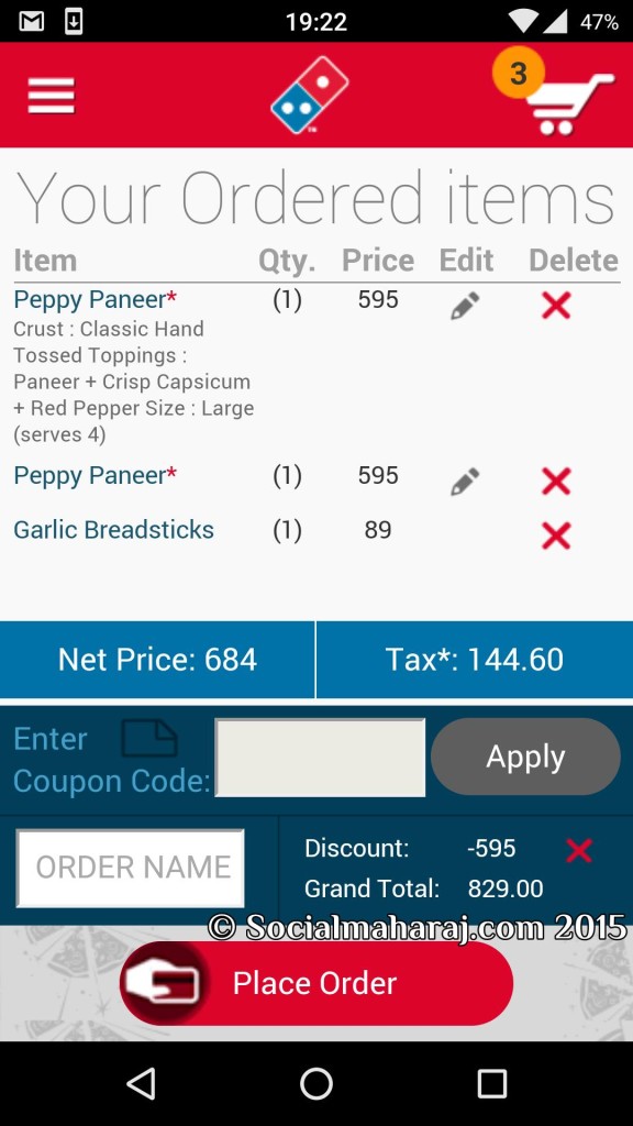 Dominos Buy on Get One free Pizza deal Trick