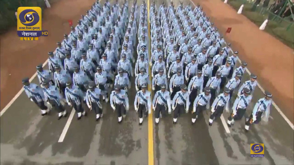 Indian Navy marching contingent at Republic Day parade. Image Courtesy: Doordarshan