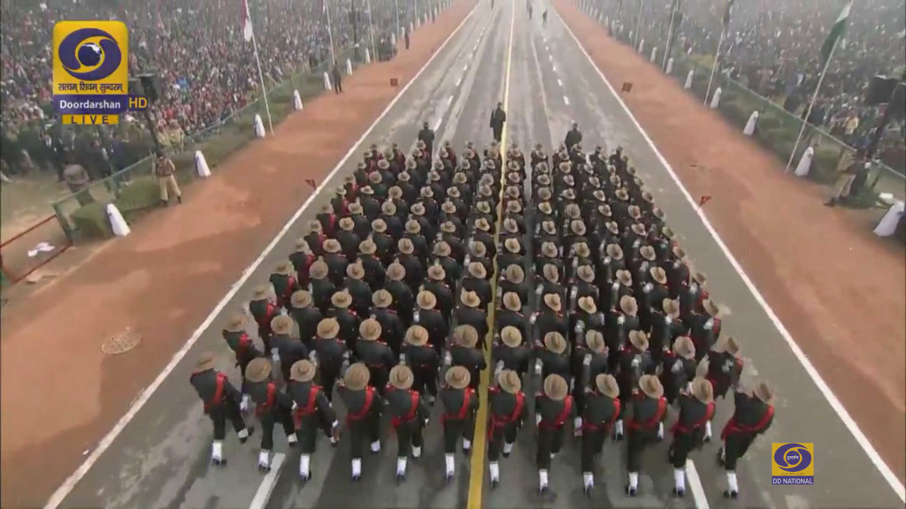 Asaam Rifles marching at Republic Day. Image Courtesy: Doordarshan