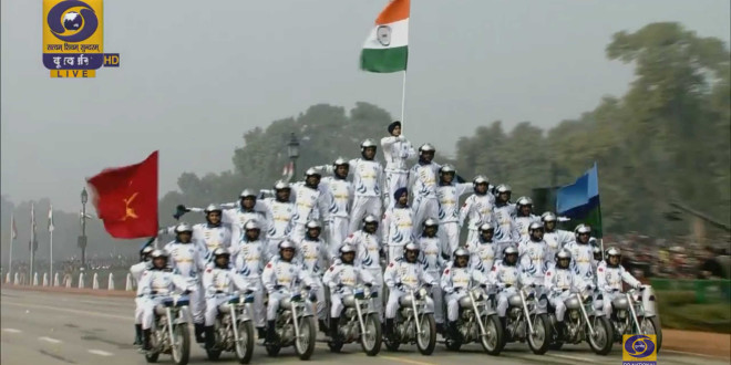 The Bike formation by the Indian Army during the Republic Day Parade. Image Courtesy: Doordarshan