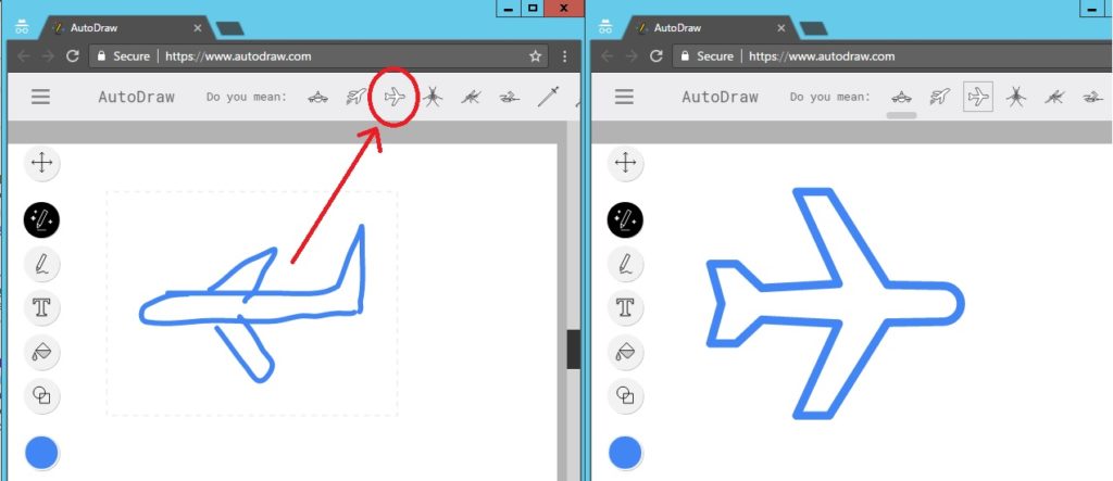 How Autodraw understood few lines to draw a plane