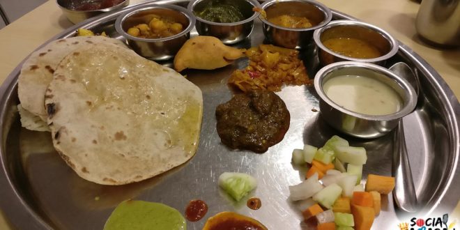 Delicious Vegetarian Thali at Durvankur Thali.