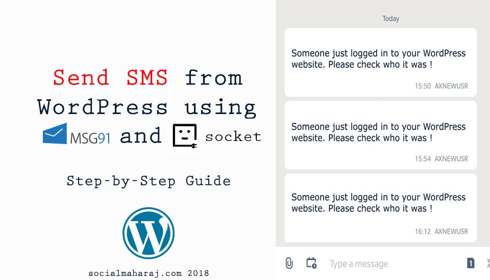 Send SMS from WordPress using Msg91 and Socket