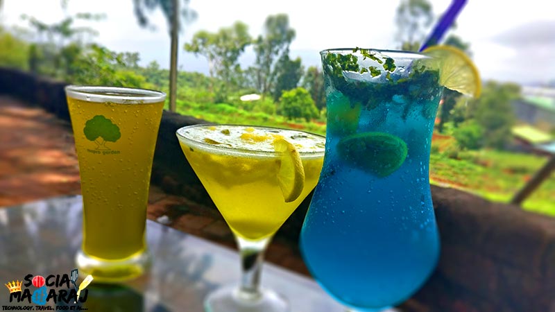 Drinks with amazing view at Mapro Garden, Panchgani