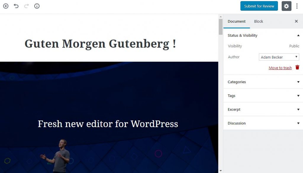 Guten Morgen Gutenberg - New Editor for WordPress