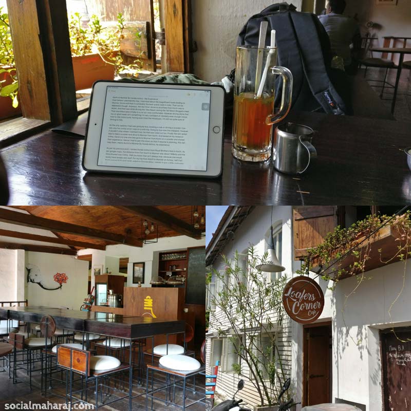 Loafers Cafe in Fort Kochi - sipping Iced tea and blogging
