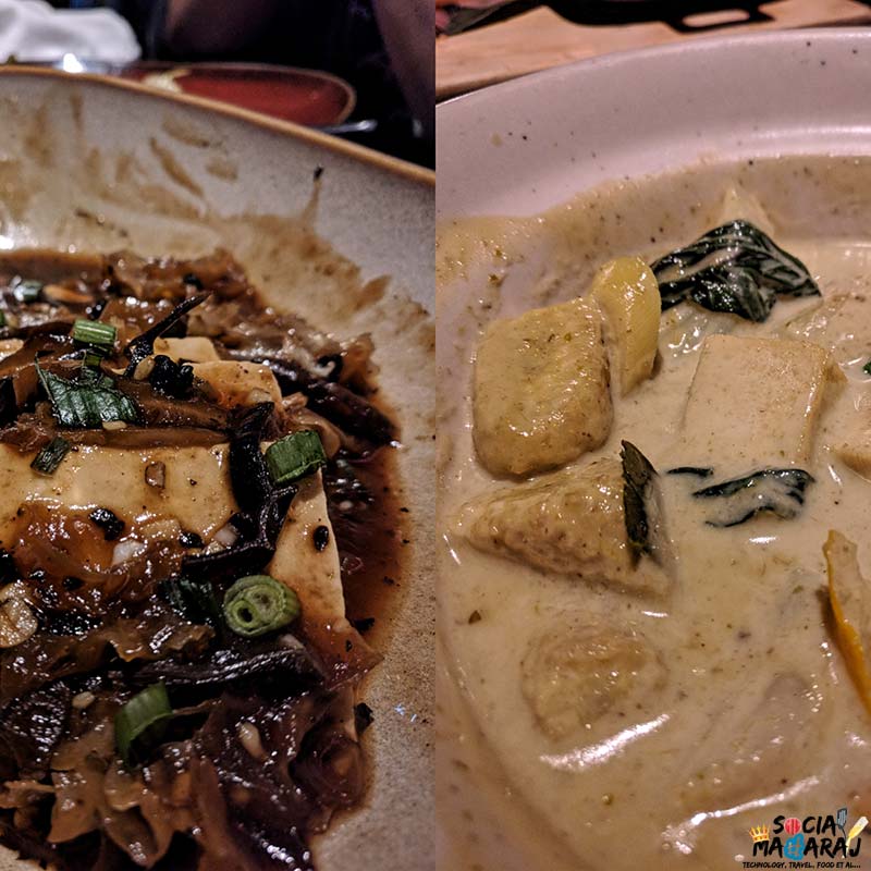 Tofu in Black Bean Sauce and Tofu in Thai green curry