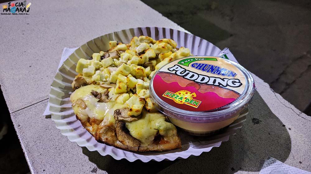 Paneer Pizza and Chunmum Pudding