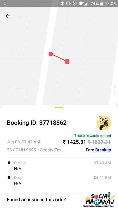 Bounce Bike Rate - Paid ₹1425 for 50kms !