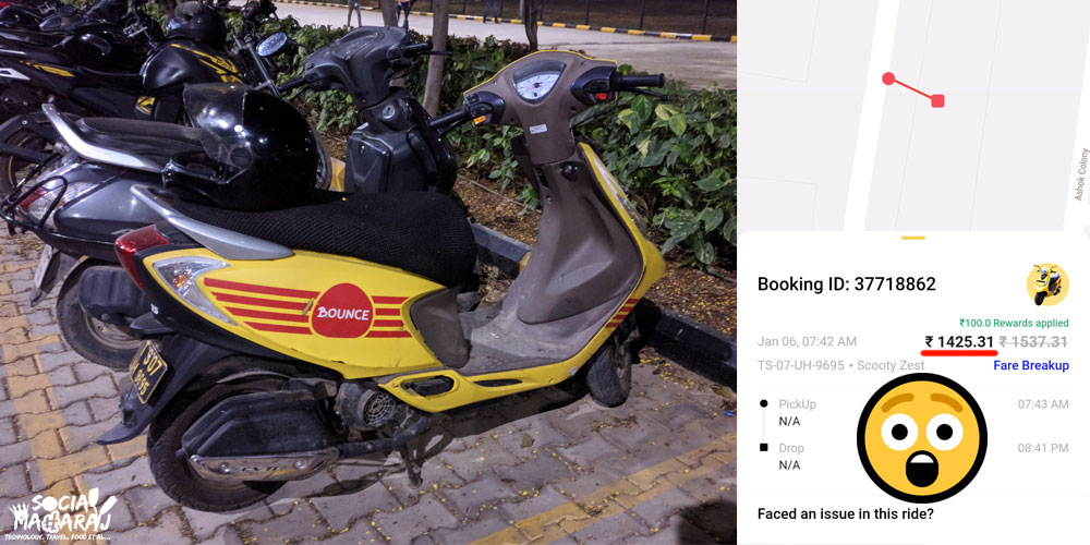 Bounce Bike Rental Hyderabad Experience paid ₹1425 !