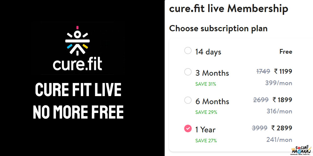 Cure Fit Live Membership - No more FREE !