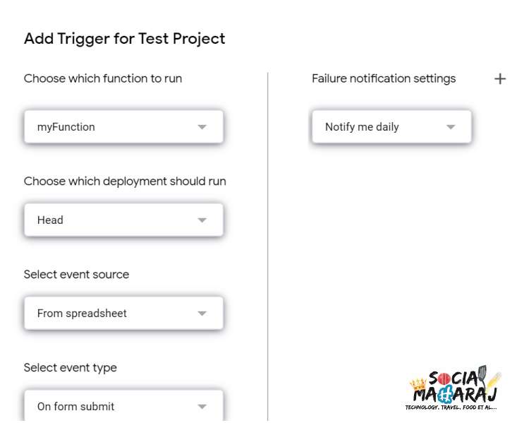 Setting Trigger Options for Google Forms