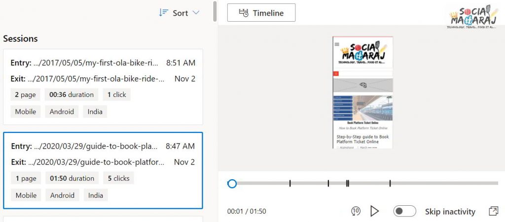 Session Recording features of Microsoft Clarity