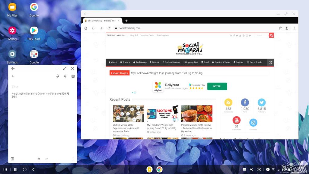 Samsung Dex on Samsung Galaxy S20 FE 5G