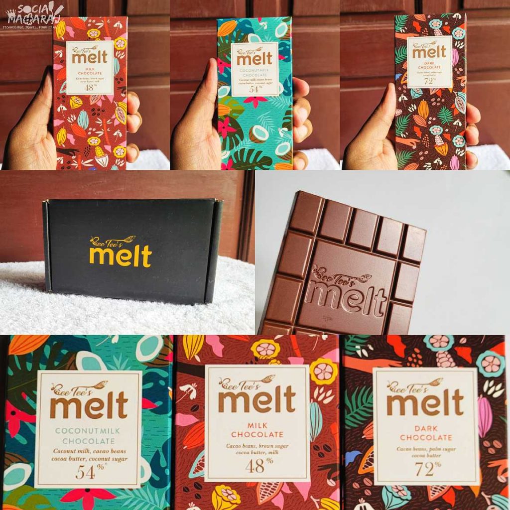 Milk Chocolate, Coconut Milk Chocolate and Dark Chocolate Vegan Chocolates from BeeTee's Melt Chocolates