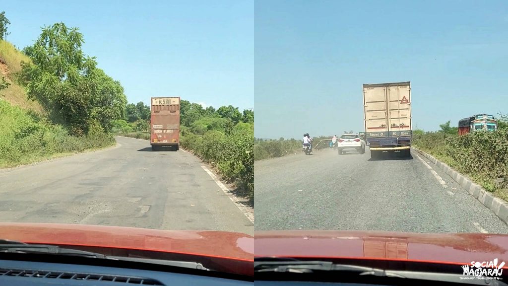 Bad roads in Maharashtra towards Nagpur