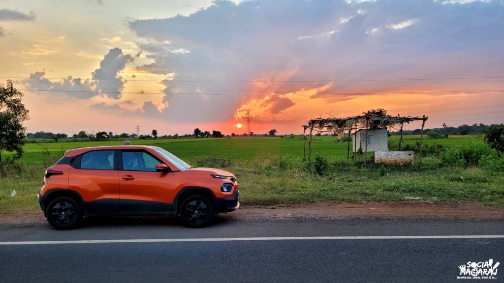 Sunset while driving through Pench during my Hyderabad to Lucknow by car