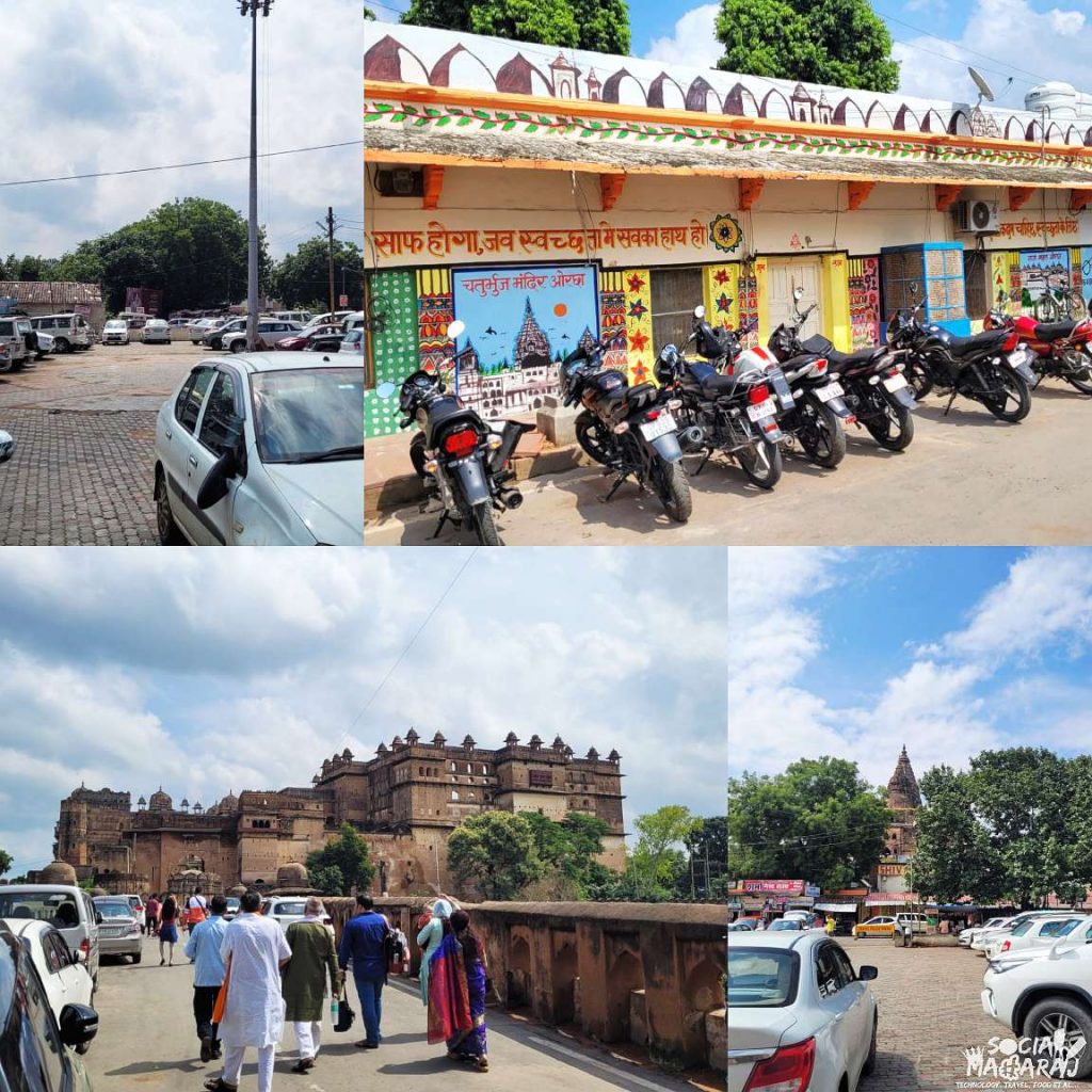 Orchha fort parking and town vibes