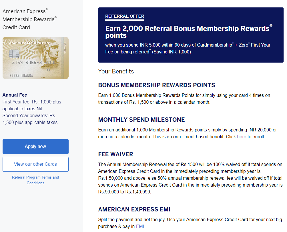 Amex Rewards Credit Card Bonus Referral