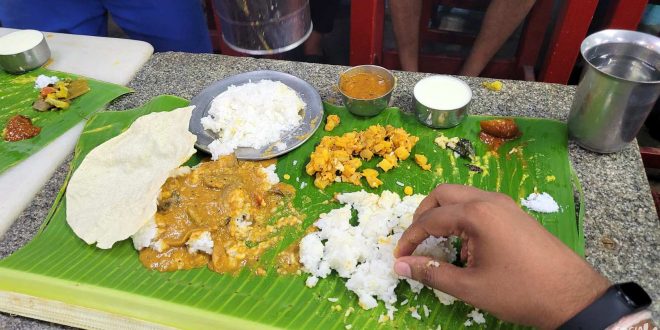 Homely vegetarian meals at Kasi Vinayaga Mess