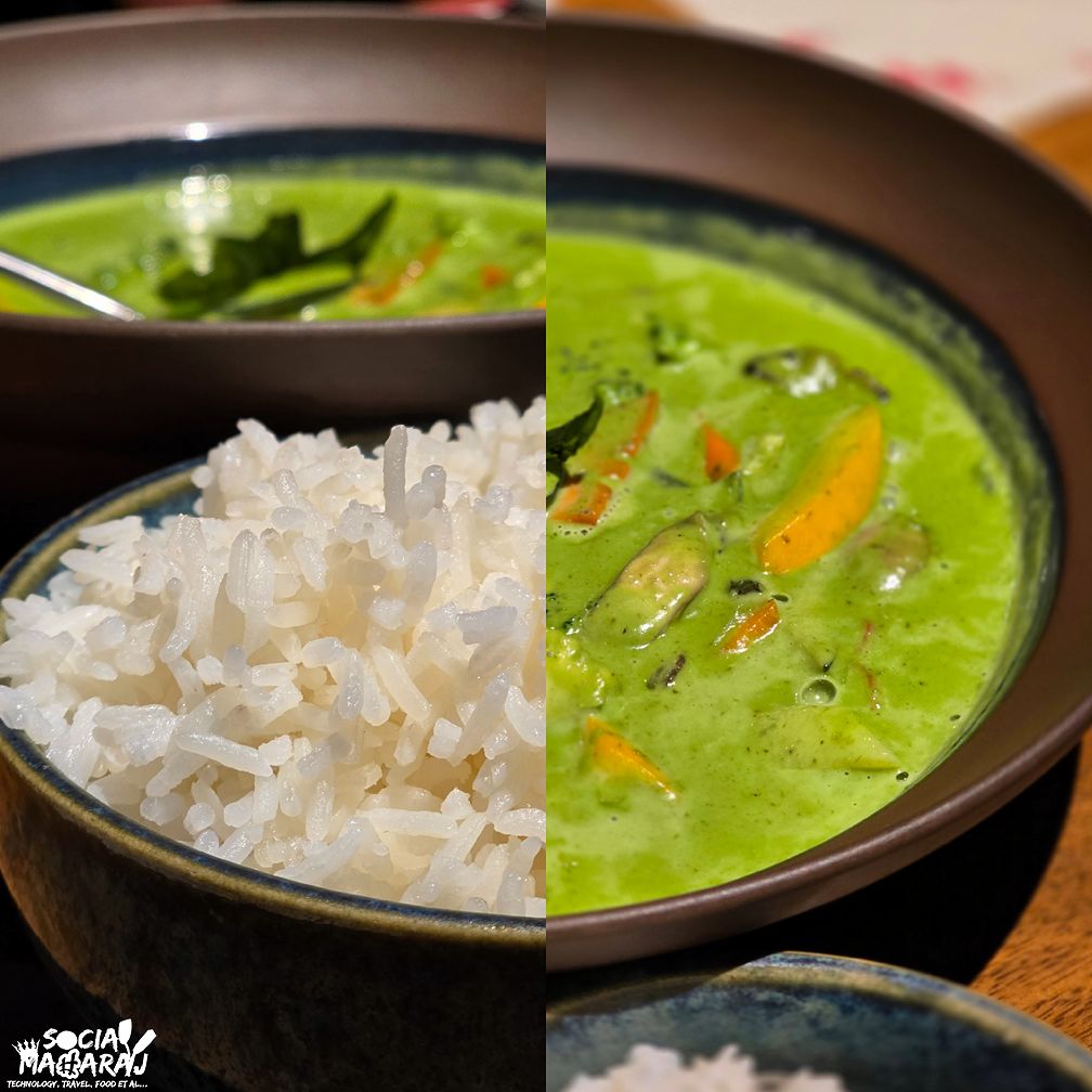 Thai Green Curry with sticky rice.