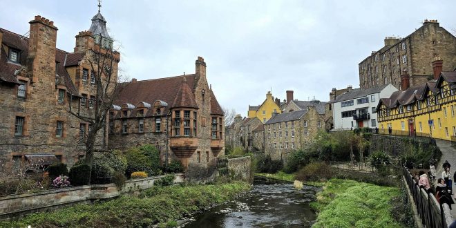 Picturesque Dean Village with colorful buildings