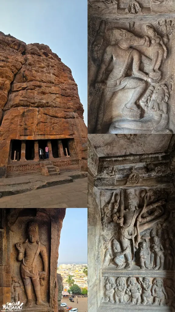 Badami Cave Temple cave 2 dedicated to Lord Vishnu